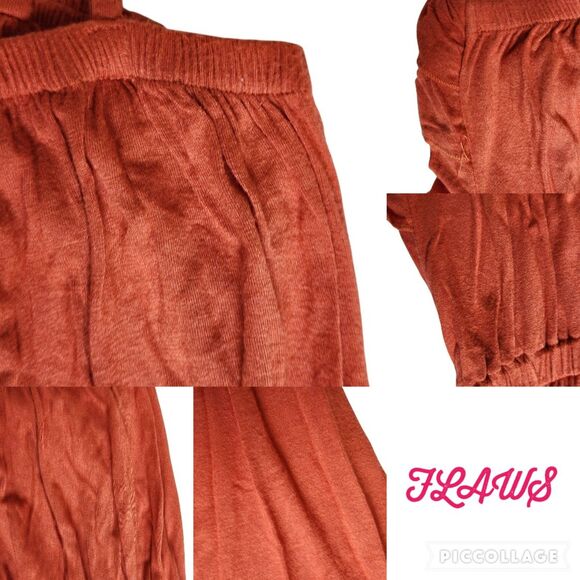 Pink Rose Rust Orange Ruffle Bust Drawstring Fit & Flare Mini Dress Sz M - Picture 5 of 12